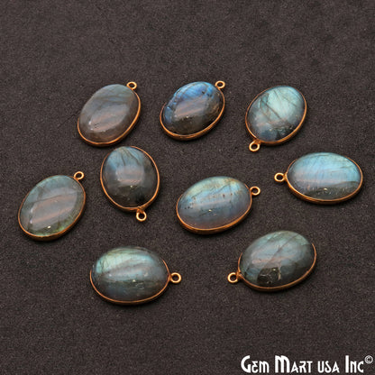 Flashy Labradorite 20x15mm Cabochon Oval Gemstone Connector - GemMartUSA