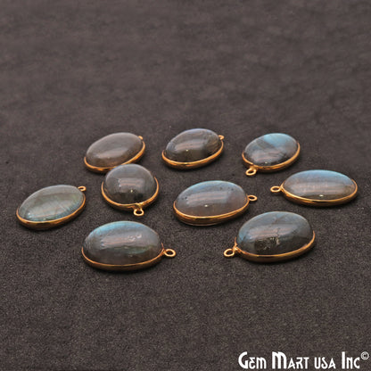 Flashy Labradorite 20x15mm Cabochon Oval Gemstone Connector - GemMartUSA