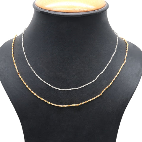 Sleek Wheat Chain Necklace 18 Inch With Lobster Claw Clasp