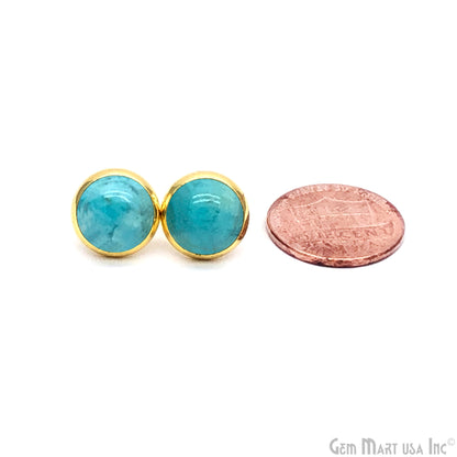 Amazonite Round 12mm Gold Plated Stud Earrings