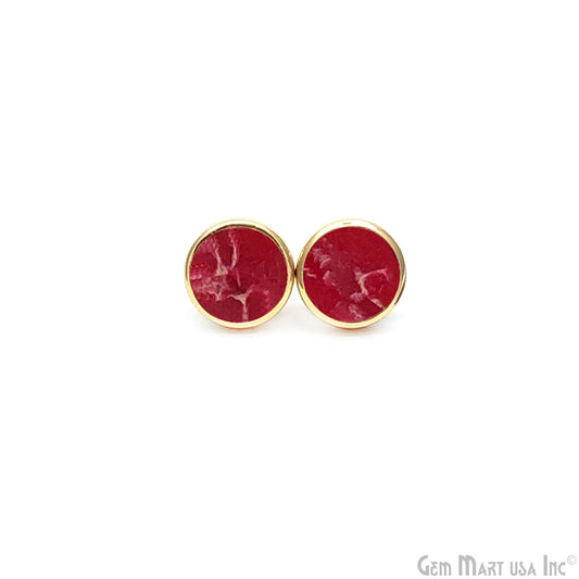 Red Mohave Turquoise Round 12mm Gold Plated Stud Earrings