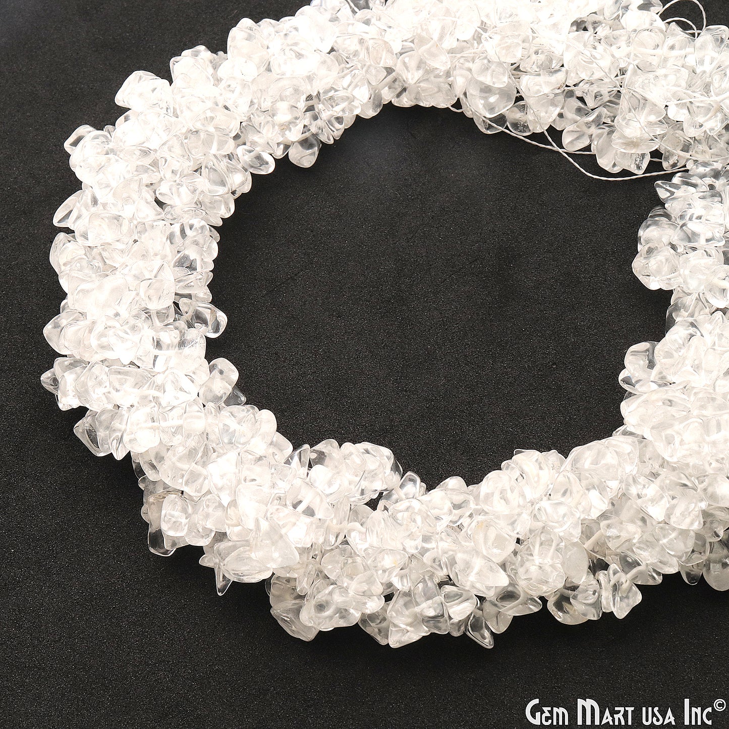 Crystal Chip Beads, 34 Inch, Natural Chip Strands, Drilled Strung Nugget Beads, 7-10mm, Polished, GemmartUSA (CHCY-70004)