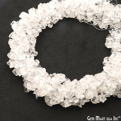 Crystal Chip Beads, 34 Inch, Natural Chip Strands, Drilled Strung Nugget Beads, 7-10mm, Polished, GemmartUSA (CHCY-70004)