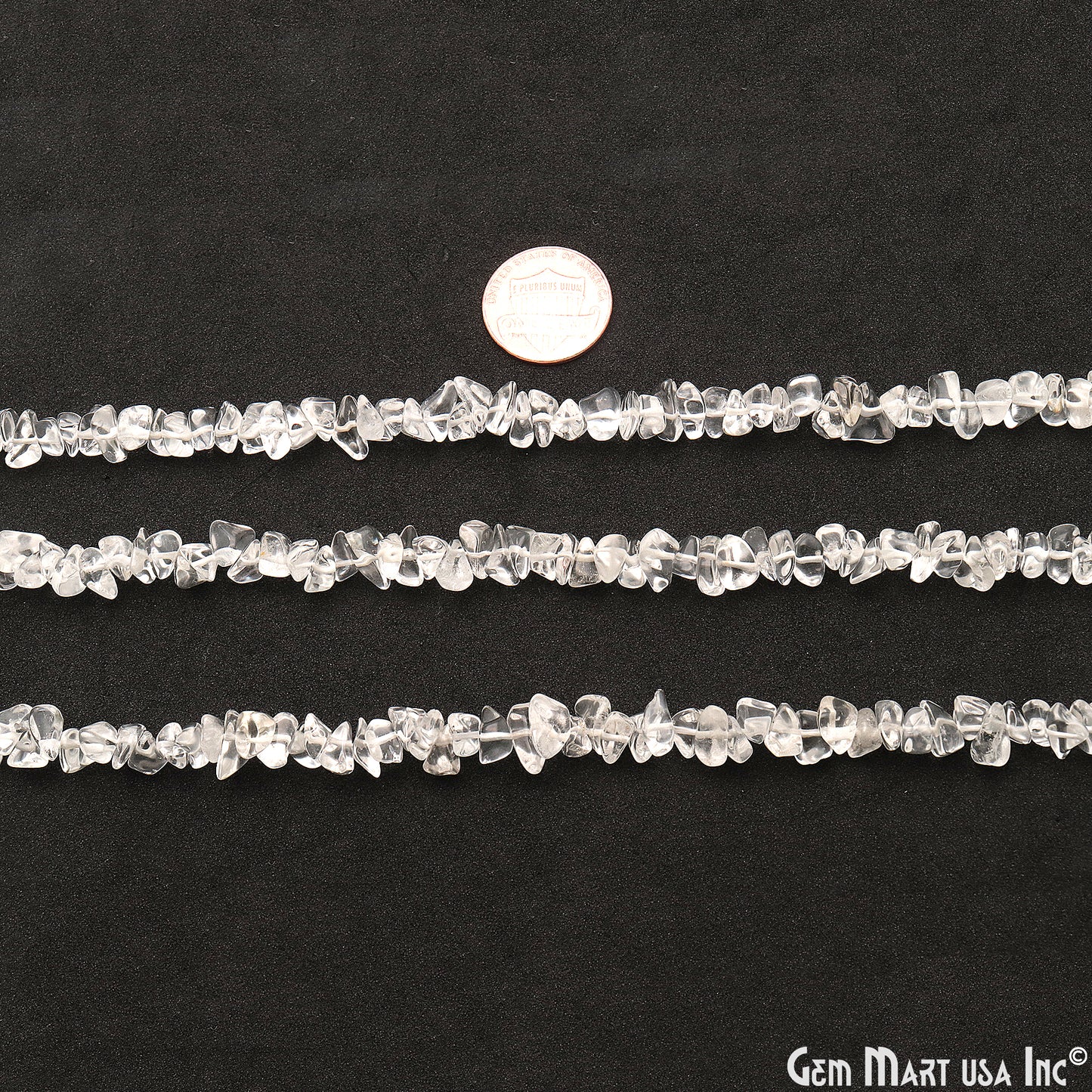 Crystal Chip Beads, 34 Inch, Natural Chip Strands, Drilled Strung Nugget Beads, 7-10mm, Polished, GemmartUSA (CHCY-70004)