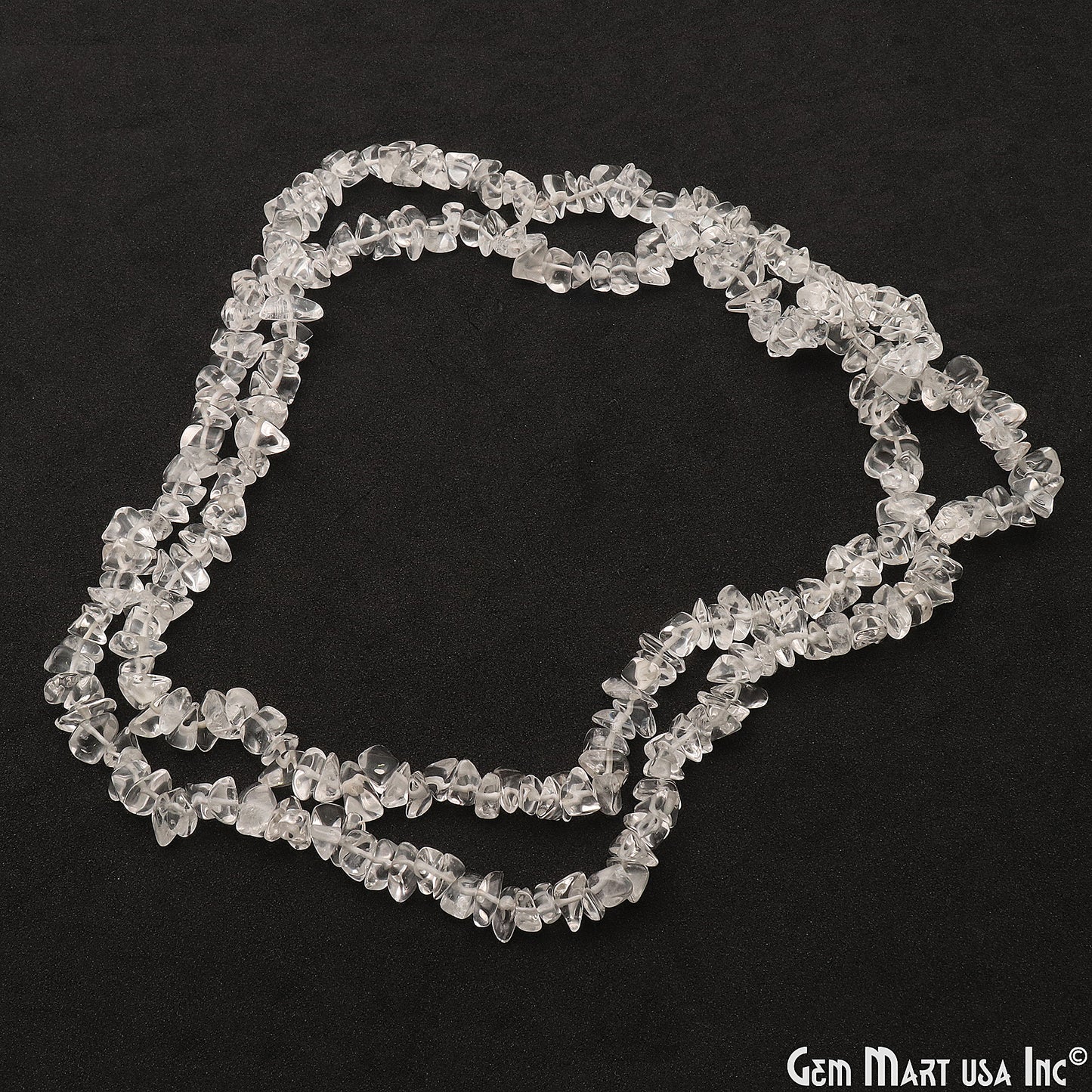Crystal Chip Beads, 34 Inch, Natural Chip Strands, Drilled Strung Nugget Beads, 7-10mm, Polished, GemmartUSA (CHCY-70004)