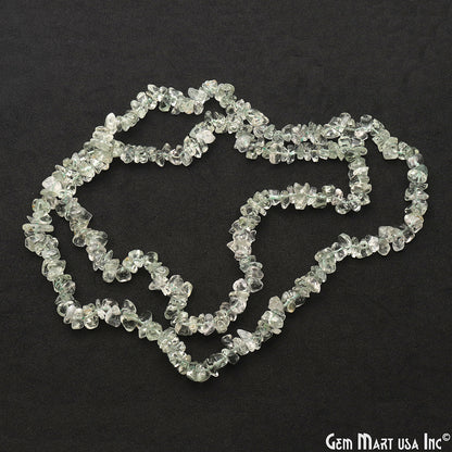 Green Amethyst Chip Beads, 34 Inch, Natural Chip Strands, Drilled Strung Nugget Beads, 7-10mm, Polished, GemMartUSA (CHGA-70004)