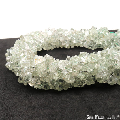 Green Amethyst Chip Beads, 34 Inch, Natural Chip Strands, Drilled Strung Nugget Beads, 7-10mm, Polished, GemMartUSA (CHGA-70004)