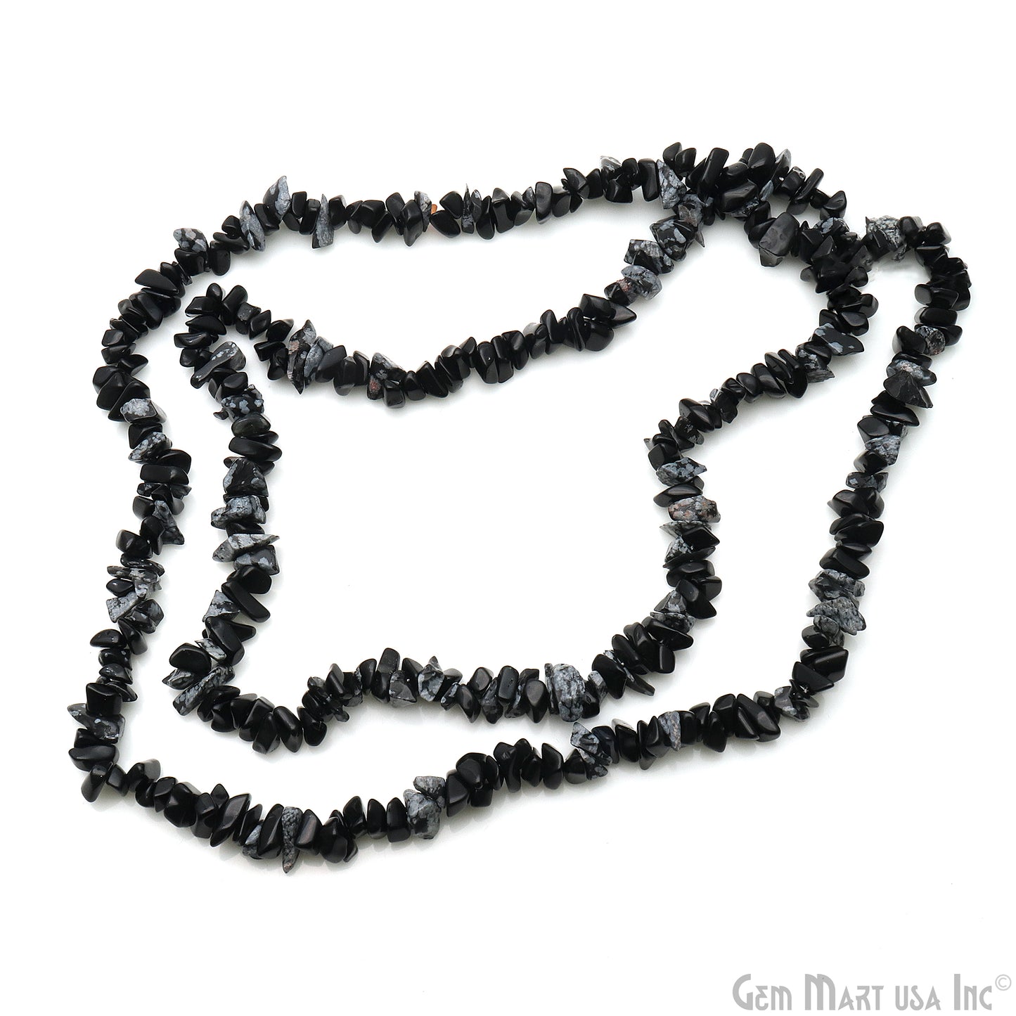 Black Obsidian Chip Beads, 34 Inch, Natural Chip Strands, Drilled Strung Nugget Beads, 7-10mm, Polished, GemmartUSA (CHBO-70004)