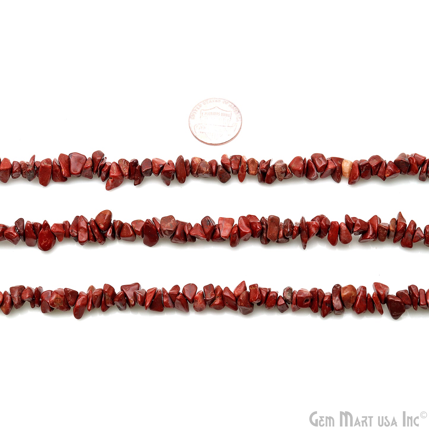 Dark Coral Chip Beads, 34 Inch, Natural Chip Strands, Drilled Strung Nugget Beads, 7-10mm, Polished, GemMartUSA (CHDR-70004)