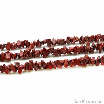 Dark Coral Chip Beads, 34 Inch, Natural Chip Strands, Drilled Strung Nugget Beads, 7-10mm, Polished, GemMartUSA (CHDR-70004)