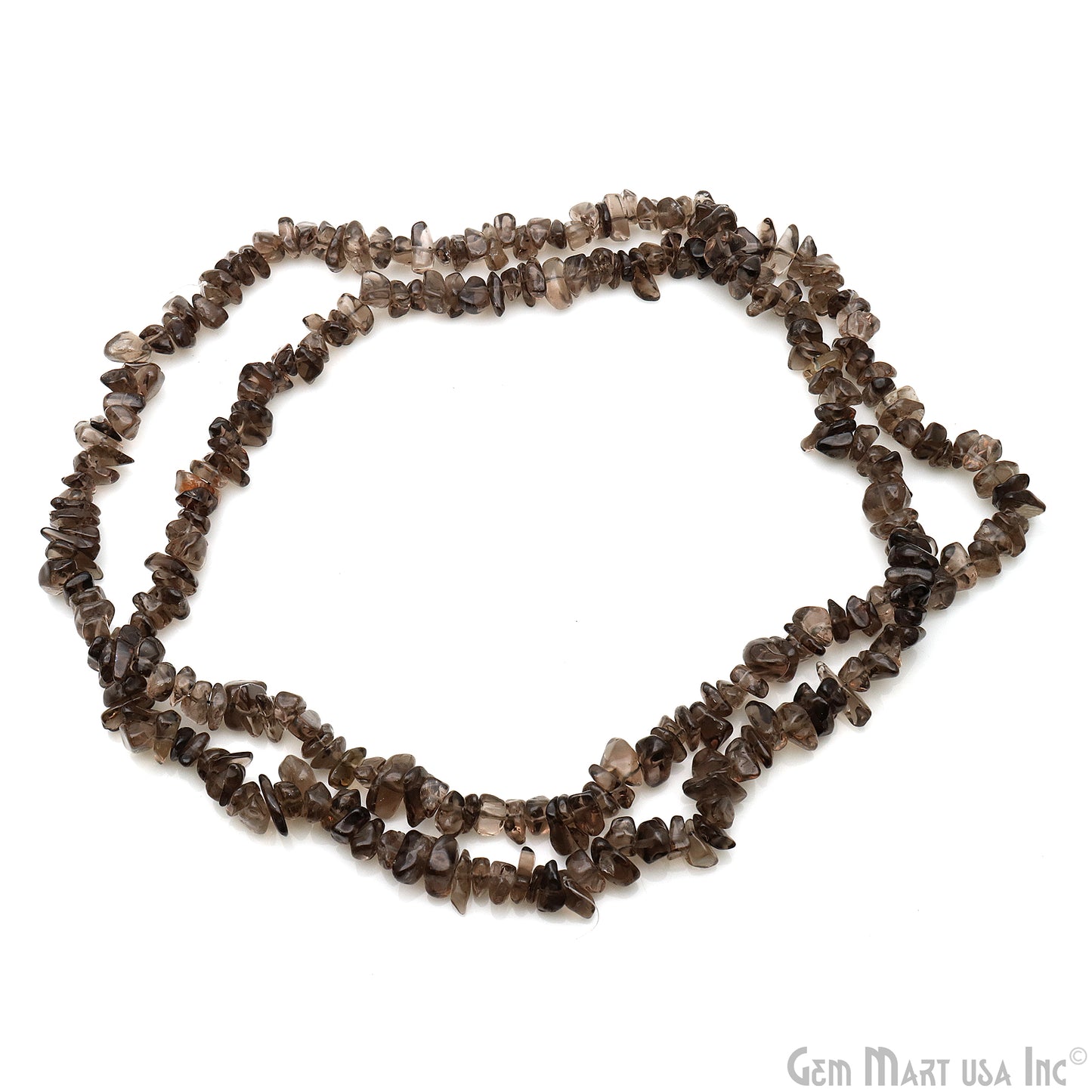 Smokey Topaz Chip Beads, 34 Inch, Natural Chip Strands, Drilled Strung Nugget Beads, 7-10mm, Polished, GemmartUSA (CHST-70004)