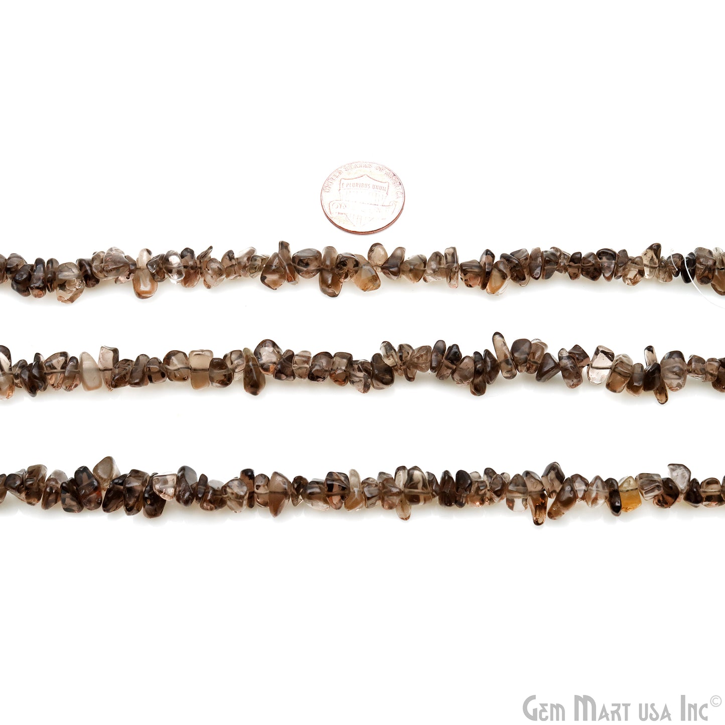 Smokey Topaz Chip Beads, 34 Inch, Natural Chip Strands, Drilled Strung Nugget Beads, 7-10mm, Polished, GemmartUSA (CHST-70004)