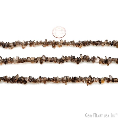 Smokey Topaz Chip Beads, 34 Inch, Natural Chip Strands, Drilled Strung Nugget Beads, 7-10mm, Polished, GemmartUSA (CHST-70004)