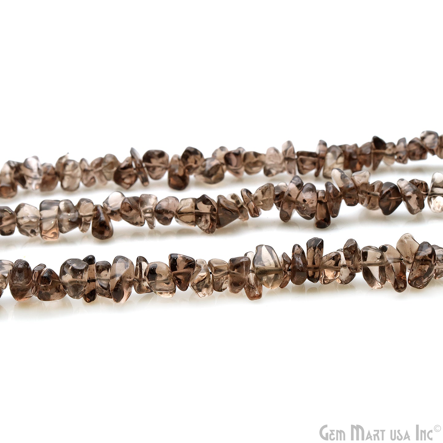 Smokey Topaz Chip Beads, 34 Inch, Natural Chip Strands, Drilled Strung Nugget Beads, 7-10mm, Polished, GemmartUSA (CHST-70004)