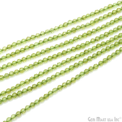 Peridot Rondelle Beads, 12-13 Inch Gemstone Strands, Drilled Strung Nugget Beads, Faceted Round, 3mm