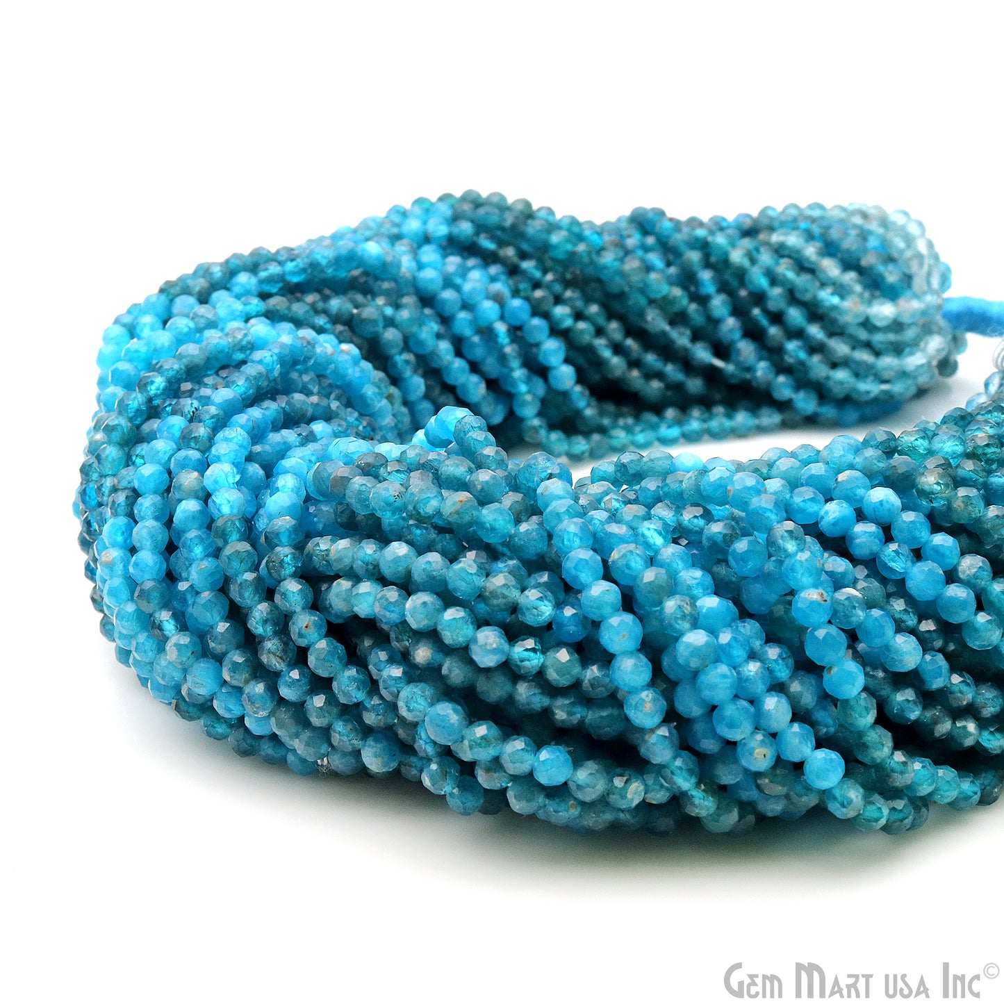 Neon Apatite Rondelle Beads, 13 Inch Gemstone Strands, Drilled Strung Nugget Beads, Faceted Round, 3mm