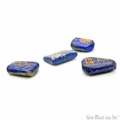 Reiki Symbol Engraved Gemstones 28x25mm Free Form Healing Gemstones Set Of 4 Reiki Palm Stones