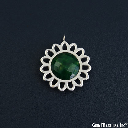 Sunflower Shape 34x29mm Single Bail Silver Plated Gemstone Connector Pendant