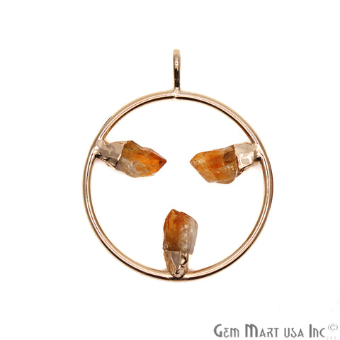 DIY Stalagmite Citrine Triple Point Gold Plated Necklace Pendant - GemMartUSA