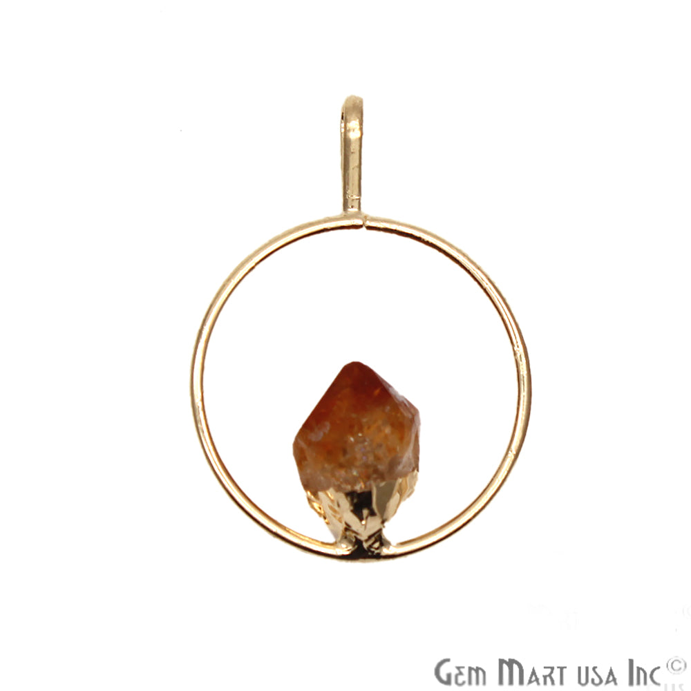 DIY Stalagmite Citrine Single Point Gold Plated Necklace Pendant - GemMartUSA