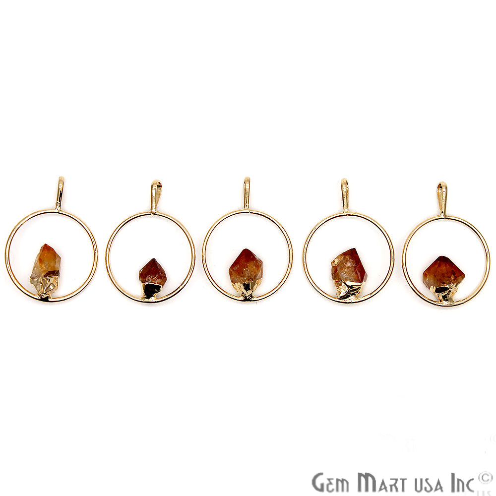 DIY Stalagmite Citrine Single Point Gold Plated Necklace Pendant - GemMartUSA