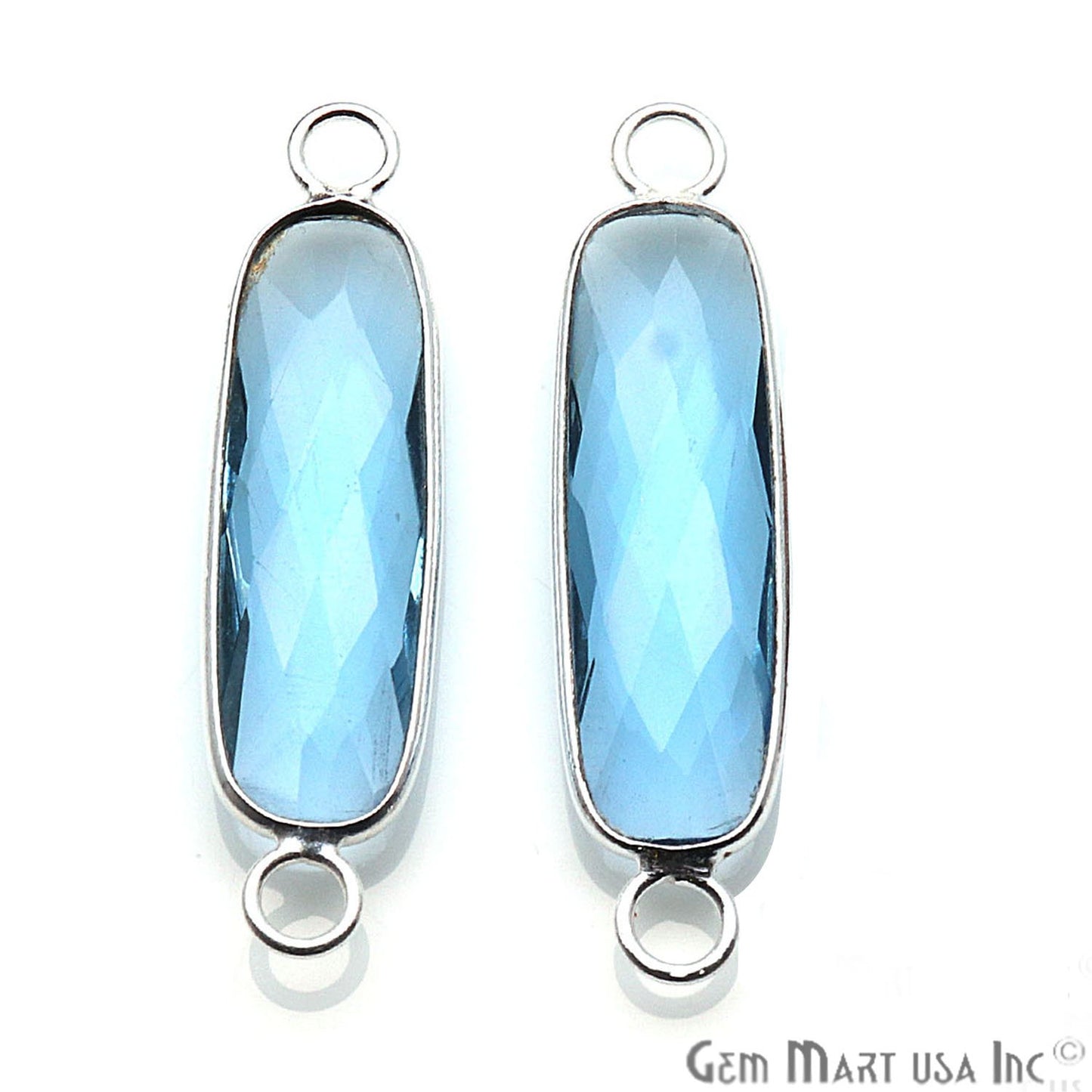Rectangle 40x9mm Silver Bail Gemstone Connector Pendant