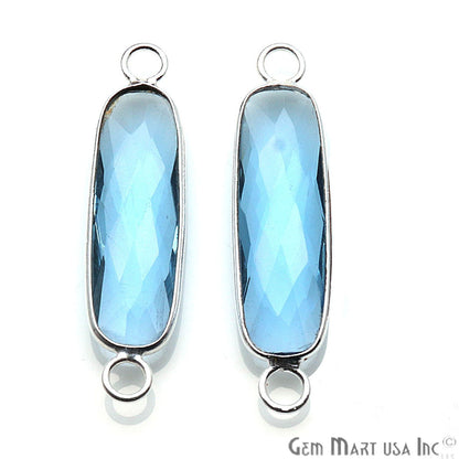 Rectangle 40x9mm Silver Bail Gemstone Connector Pendant