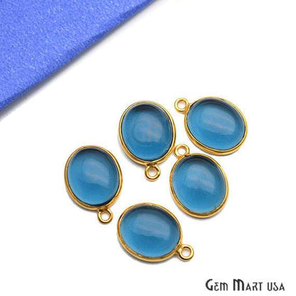 Oval 10x12mm Single Bail Gold Bezel Gemstone Cabochon Connector