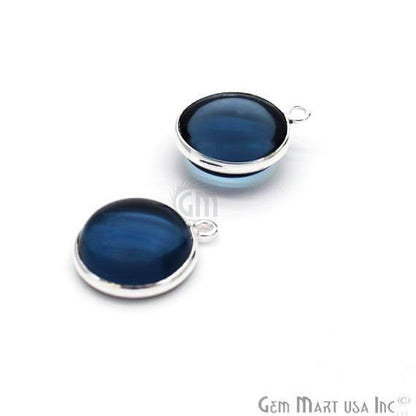 Round Shape 10mm Single Bail Silver Bezel Gemstone Cabochon Connector