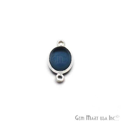 Oval Shape 10x12mm Silver Plated Double Bail Cabochon Connector