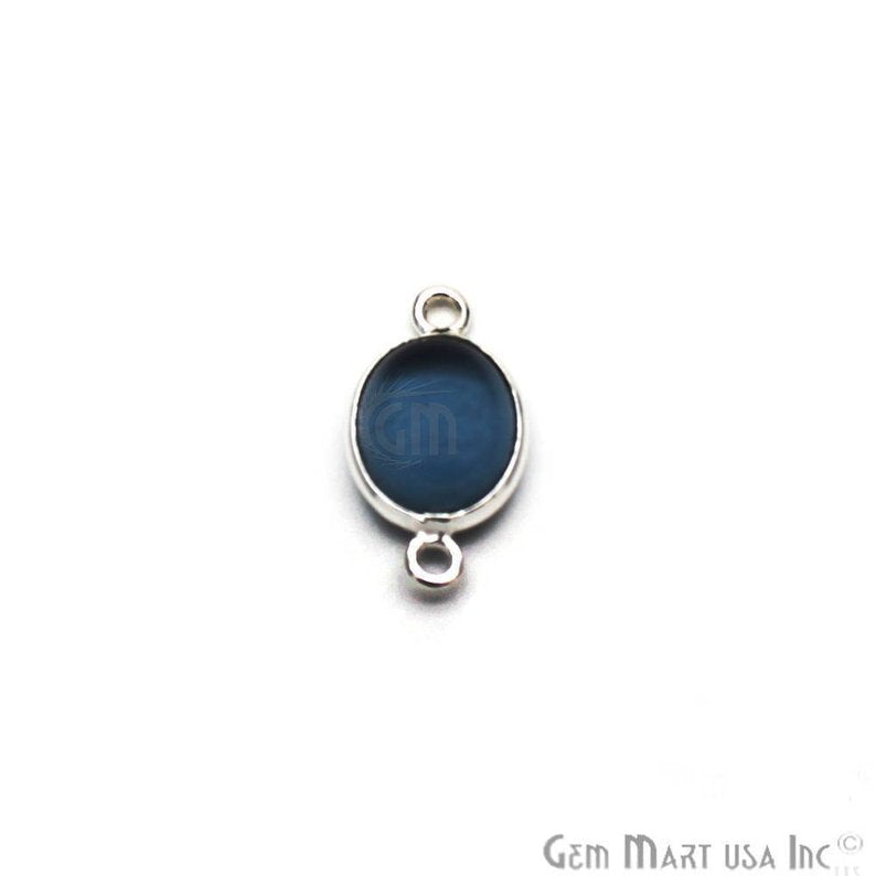 Cabochon Oval 8x10mm Silver Plated Gemstone Connector (Pick Gemstone,Bail) - GemMartUSA