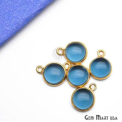 Round Shape 8mm Single Bail Gold Bezel Gemstone Cabochon Connector