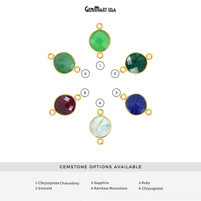 Round 16mm Double Bail Gold Bezel Gemstone Connector