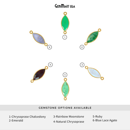 Marquise 10x20mm Gold Bezel Double Bail Gemstone Connector