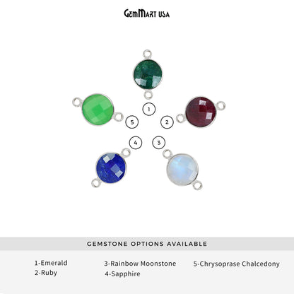 Round 8mm Double Bail Silver Plated Gemstone Bezel Connector