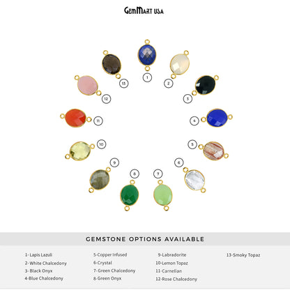 Oval 15x20mm Double Bail Gold Bezel Gemstone Connector