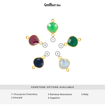Heart 14mm Gold Bezel Double Bail Gemstone Connector