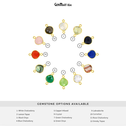 Heart 14mm Double Bail Gold Bezel Gemstone Connector