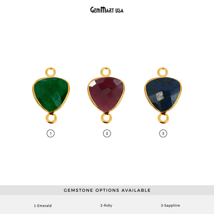 Trillion 16mm Gold Bezel Double Bail Gemstone Connector