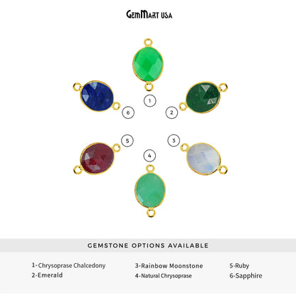 Oval 10x12mm Double Bail Gold Bezel Gemstone Connector