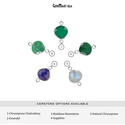 Heart 16mm Silver Bezel Double Bail Gemstone Connector
