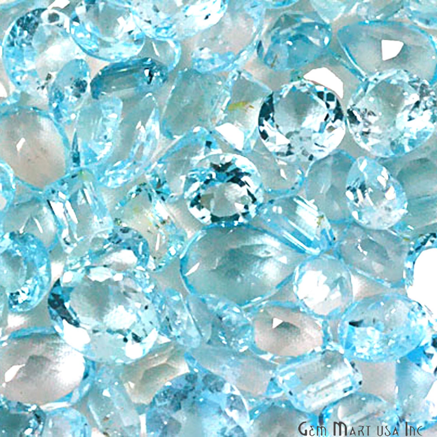 50 Carat Blue Topaz Mix Shape Wholesale Loose Gemstones - GemMartUSA