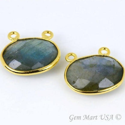 Oval 15x20mm Cat Bail Gold Bezel Gemstone Connector (Pick Stone & Lot Size)