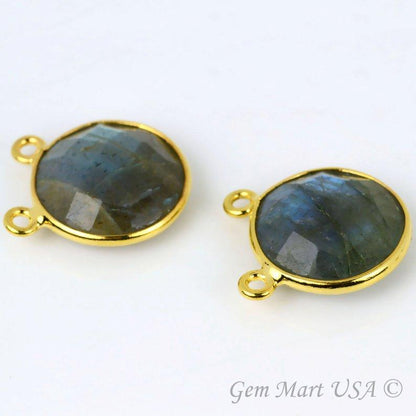 Round 14mm Cat Bail Gold Bezel Gemstone Connector