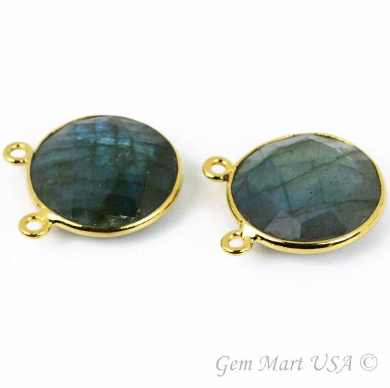 Round 16mm Cat Bail Gold Bezel Gemstone Connector