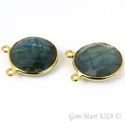 Round 16mm Cat Bail Gold Bezel Gemstone Connector