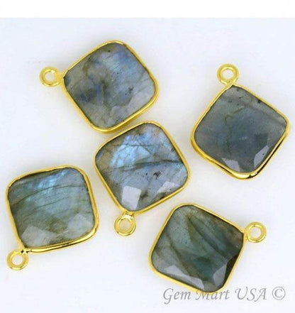 Cushion 12mm Single Bail Gold Bezel Gemstone Connector