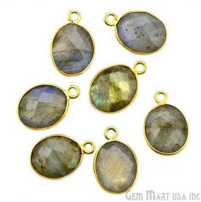 Oval 9x11mm Single Bail Gold Bezel Gemstone Connector