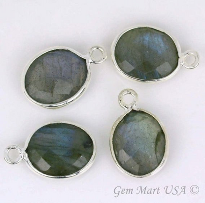 Oval 12x16mm Single Bail Silver Bezel Gemstone Connector