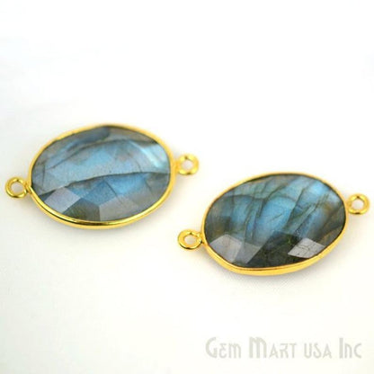Oval 15x20mm Double Bail Gold Bezel Gemstone Connector
